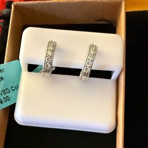 NWT Sparkling Silver Moissanite Hoop Earrings